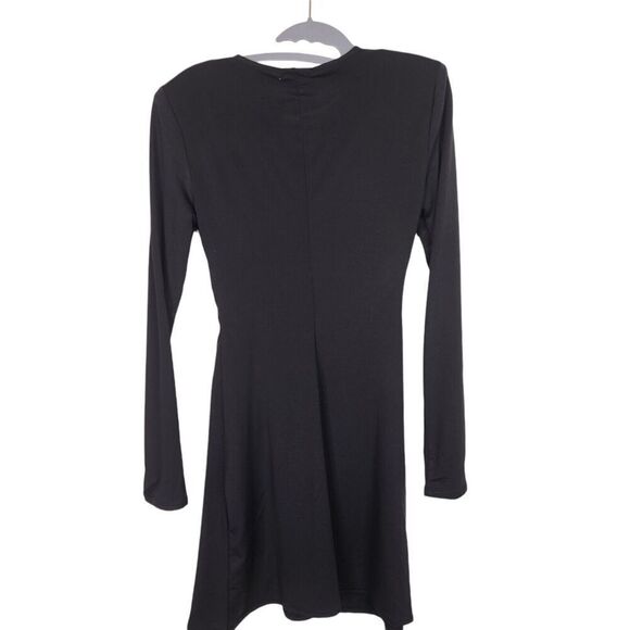 WEWOREWHAT‎ Dress Womens Small Black Ruched O-Ring Long Sleeve Mini Dress NWT - Picture 5 of 13